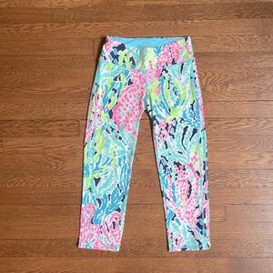 Lily Pulitzer Luxeletic Leggings Seaside Aqua Let’s Chacha Size Small